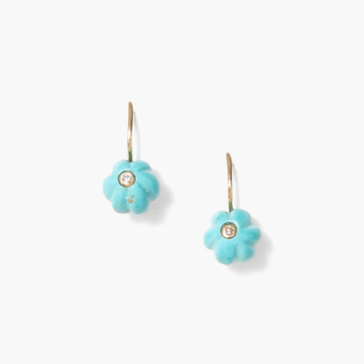 14k Pumpkin Earrings Mini Turquoise